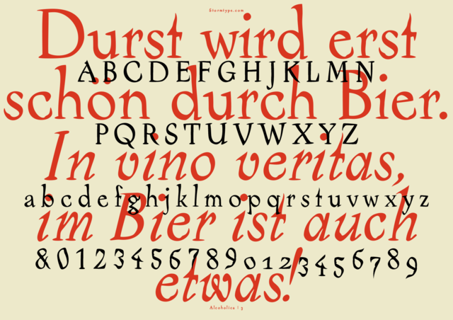 Beispiel einer Alcoholica Italic-Schriftart